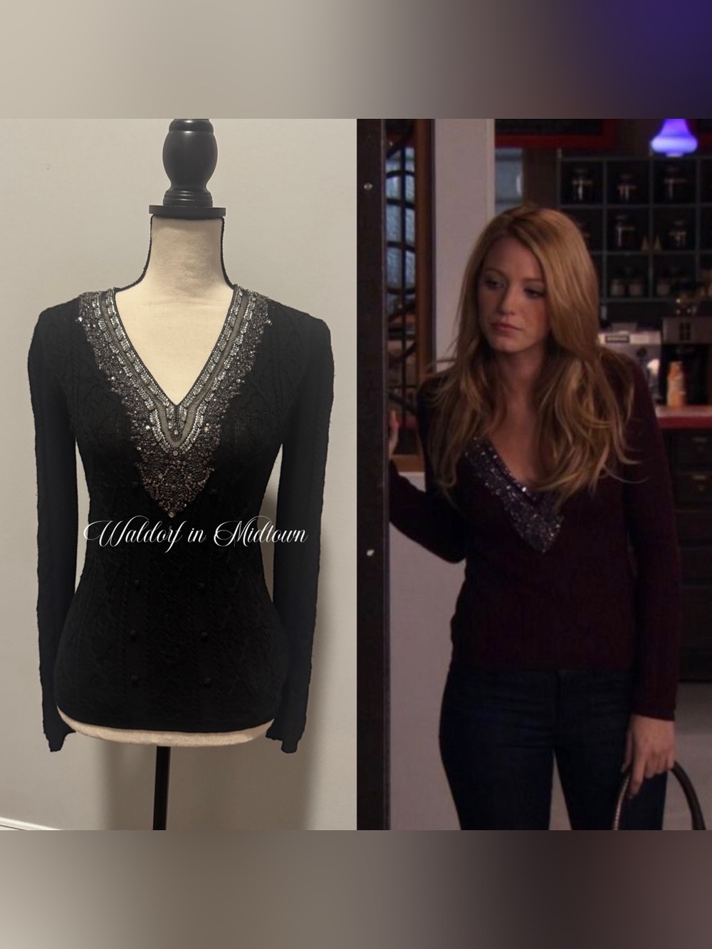 ASO Serena van der Woodsen Sequin Sweater M